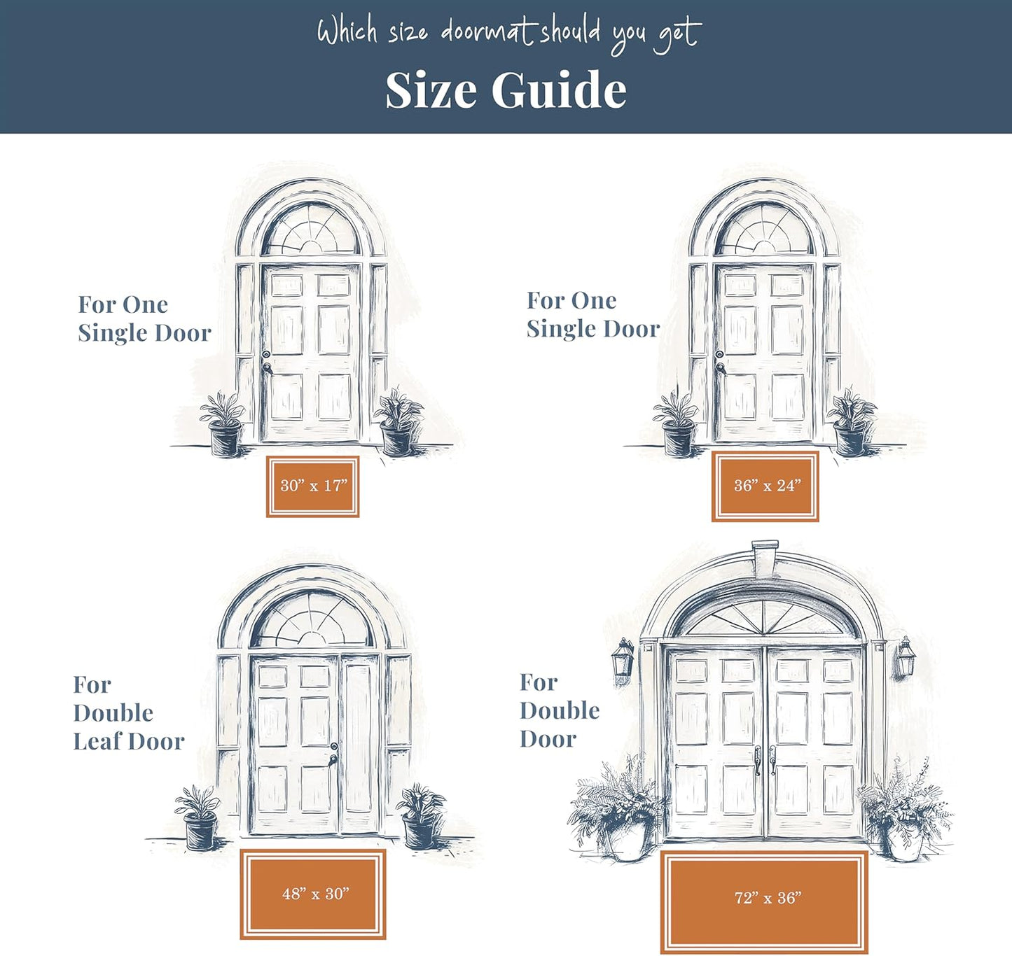 Barnyard Designs Natural Coco Coir Heavy Duty Backing Doormat - Large Cute Non-Slip Front Door Welcome Mat for Outside Entrance or Porch Entry, Brown (30x48, Border)