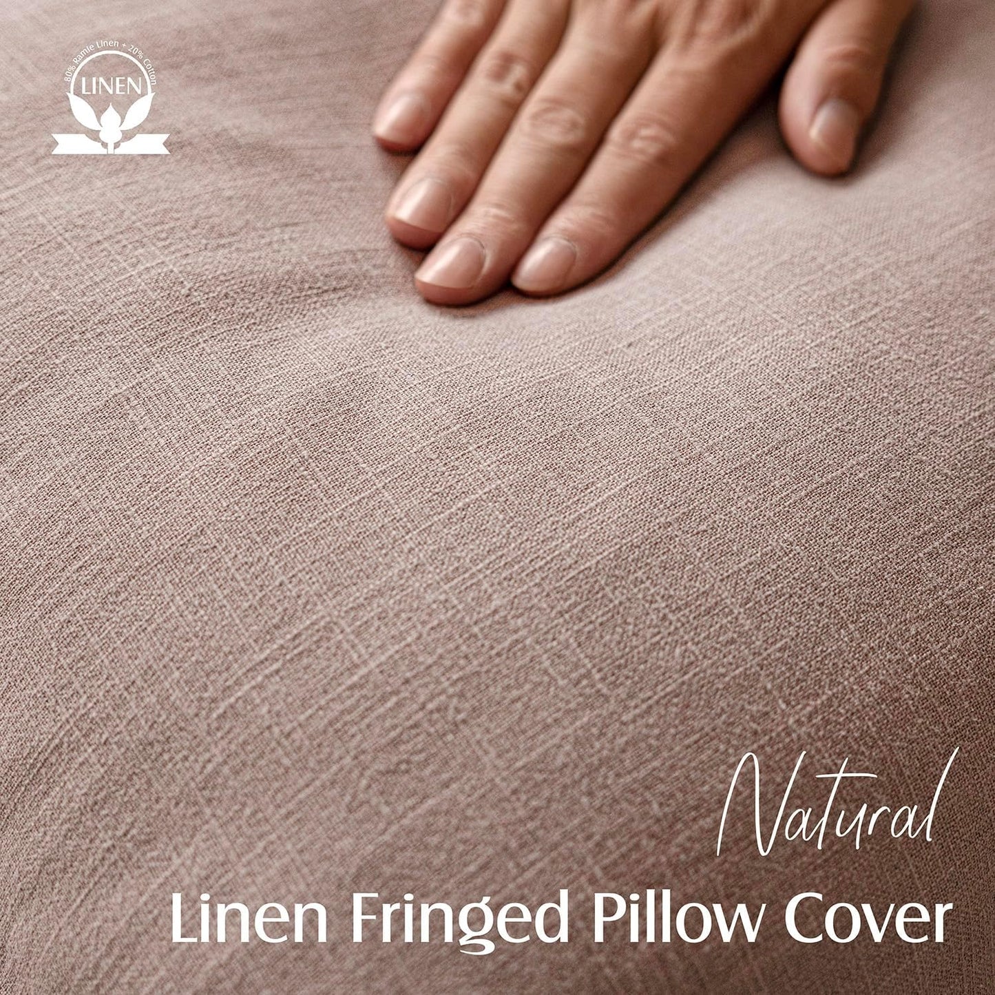 Foindtower Set of 2 Decorative Linen Fringe Throw Pillow Covers Boho Farmhouse Cushion Cover with Tassels Soft Accent Pillowcase for Couch Sofa Bed Living Room Home Decor,20×20 Inch,Dusty Pink