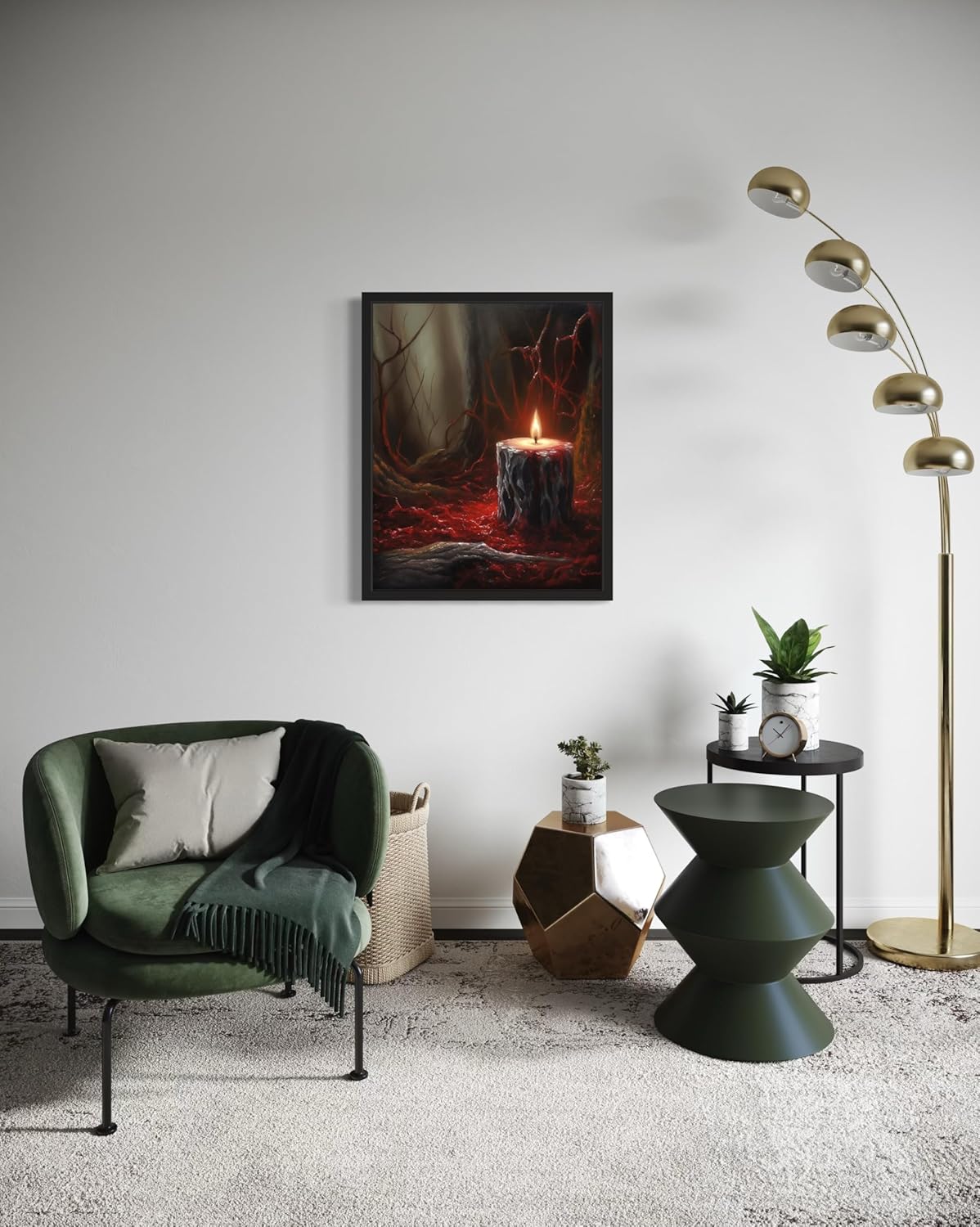 Gothic Candle Poster Art Print, Halloween Scary Vintage Wall Art Academia Spooky Painting Decoration for Horror Prints, Posters Bedroom Decor 89 (Gothic Candle, 16 x 20 inches, Black Frame)