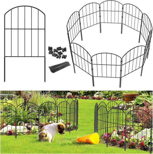 Goovilla Garden Fence, Total 20ft(L) x 24in(H) Garden Fencing Animal Barrier, 19 Pcs Rustproof Metal Fence Panels, Black No Dig Fence, Decorative Garden Fences and Borders for Dogs, Flower Bed, Patio