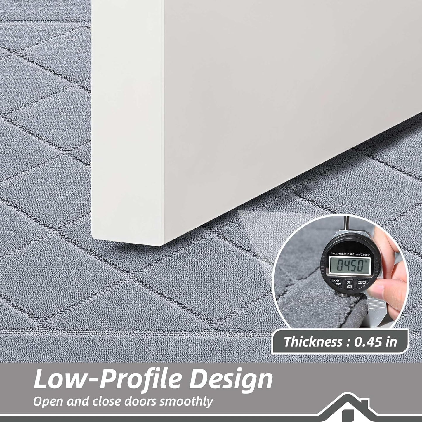 BEQHAUSE Dirt Trapper Door Mat 24" x 36", Doormat Non-Slip Entryway Rugs Washable, Dog Door Mat Stain Resistant and Absorbent Welcome Floor Mat for Front Back Door, Muddy Wet Shoes & Paws, Grey