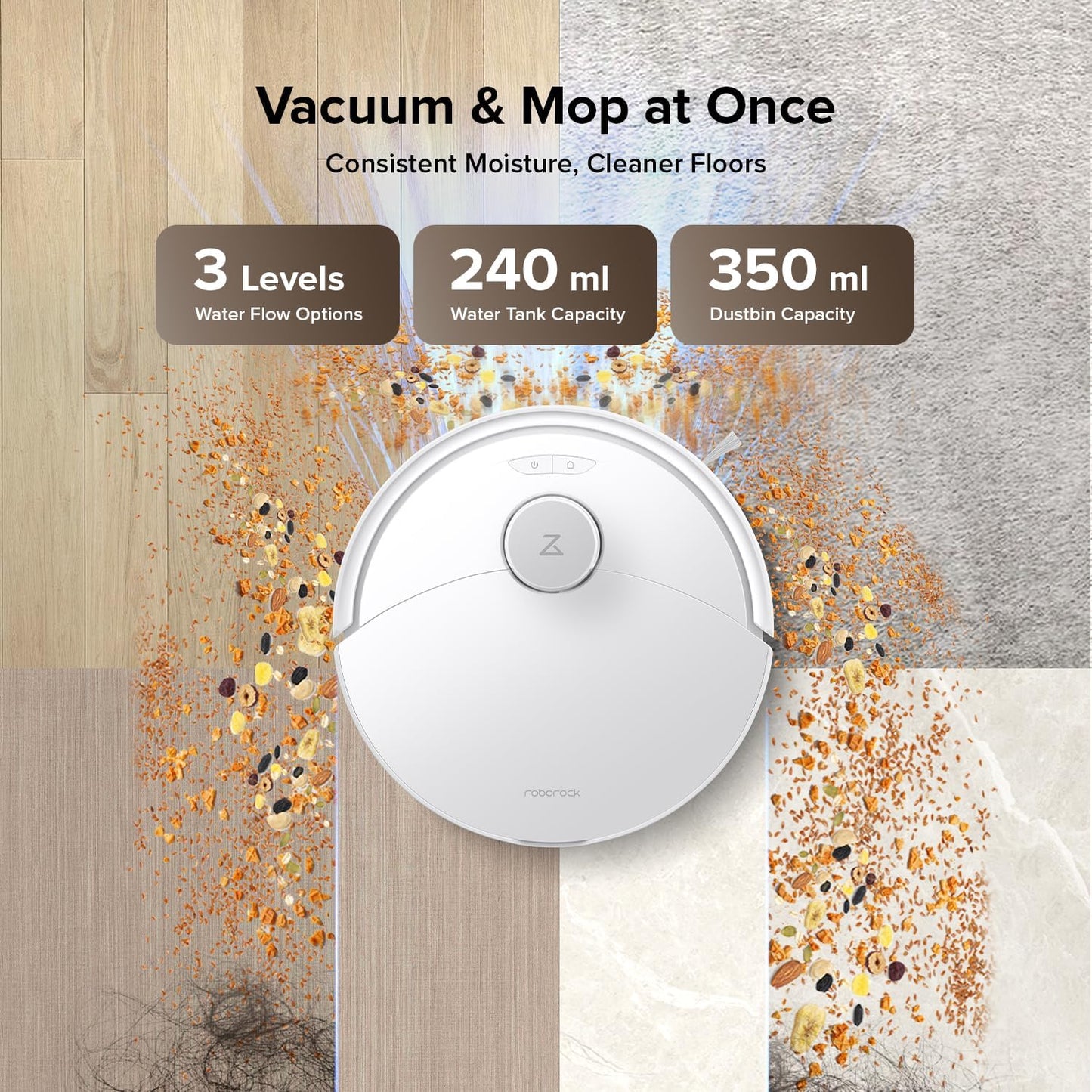 roborock Q10 X5+ Robot Vacuum and Mop Combo, Self-Emptying, 10,000Pa Suction, Obstacle Avoidance, LiDAR Navigation, Hands-Free Cleaning, No-Go Zones, Perfect for Carpet and Pet Hair, White