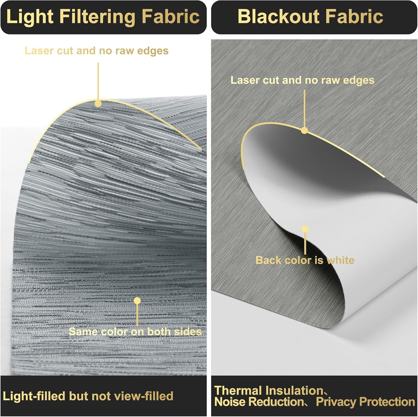 BERISSA Cordless Dual Roller Shades with Cassette Valance, Double Shades - Blackout and Light Filtering, Day and Night for Home Office Door. Striped Jacquard Grey. 33 W x 44" H