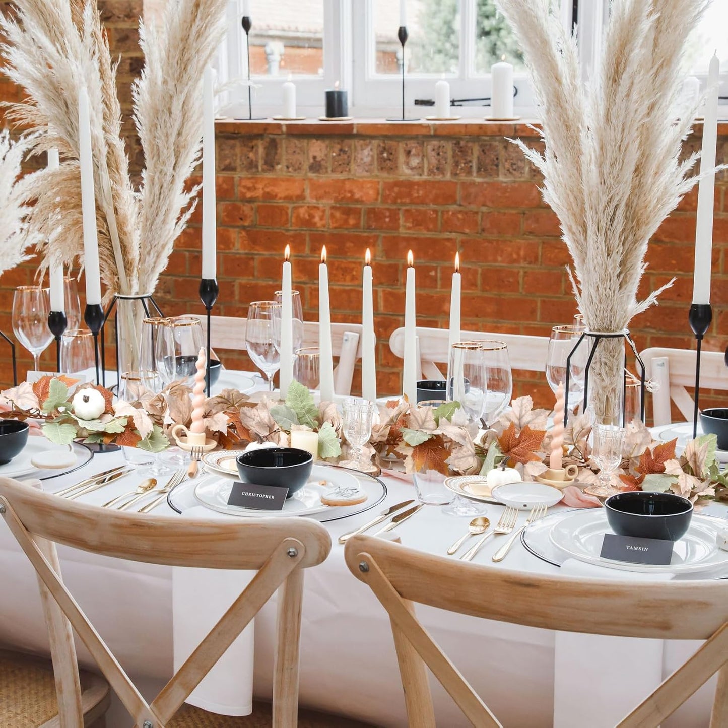 DearHouse Fall Maple Leaf Garland, 5.9Ft Hanging Vine Artificial Autumn Foliage for Thanksgiving, Home, Wedding, Fireplace, Party, Christmas Decor (White)