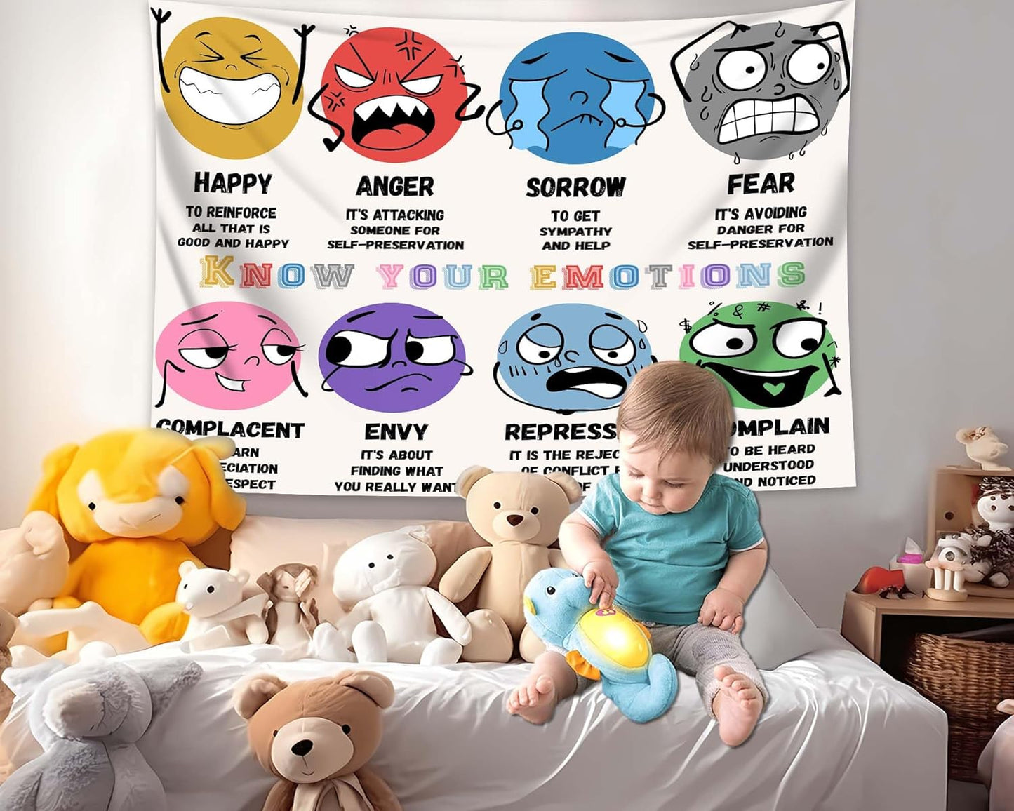 dueeia Mental Health Therapy Tapestry Wall Hanging Counseling Office Classroom Inspirational Motivational Tapestries for School Bedroom Living Room Wall Decor (59.1"x51.2")