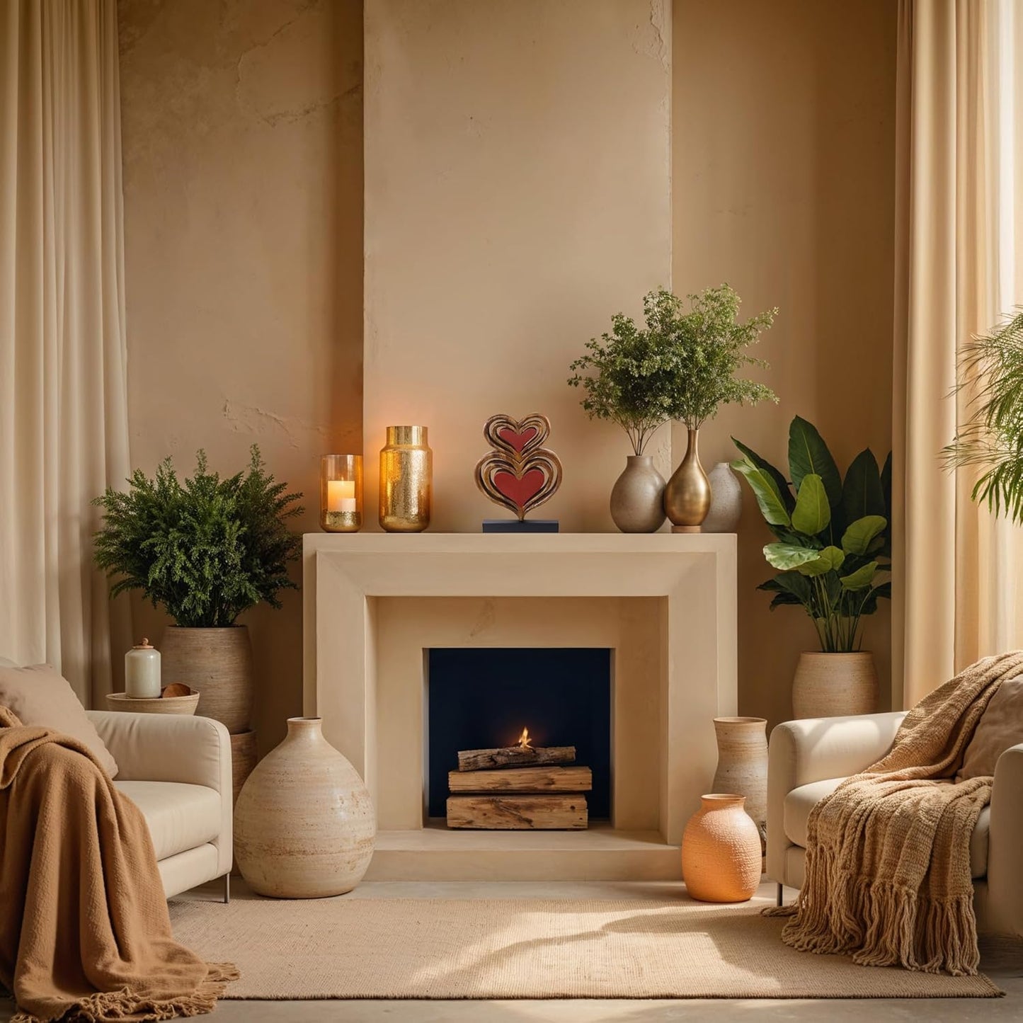 Decozen Gifts for Mom - Wooden Heart Sculpture - Mother's Day Birthday Gifts, Home, Office, Living Room, Shelf, Fireplace, Farmhouse, Tabletop, Boho and Mantle Decor - Mothers Day Decorations