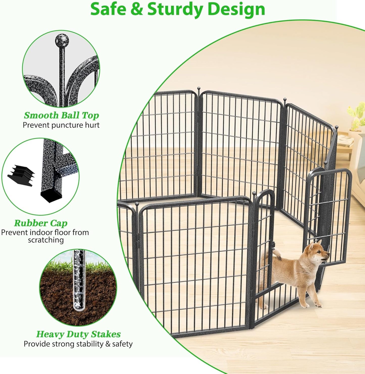 Decorative Black Metal Fencing Garden Fence with Gate, 55ft(L) 32in(H) 24 Fence Panels No Dig Fence Rustproof Animal Barrier Fence Temporary Dog Panels Fencing Outdoor