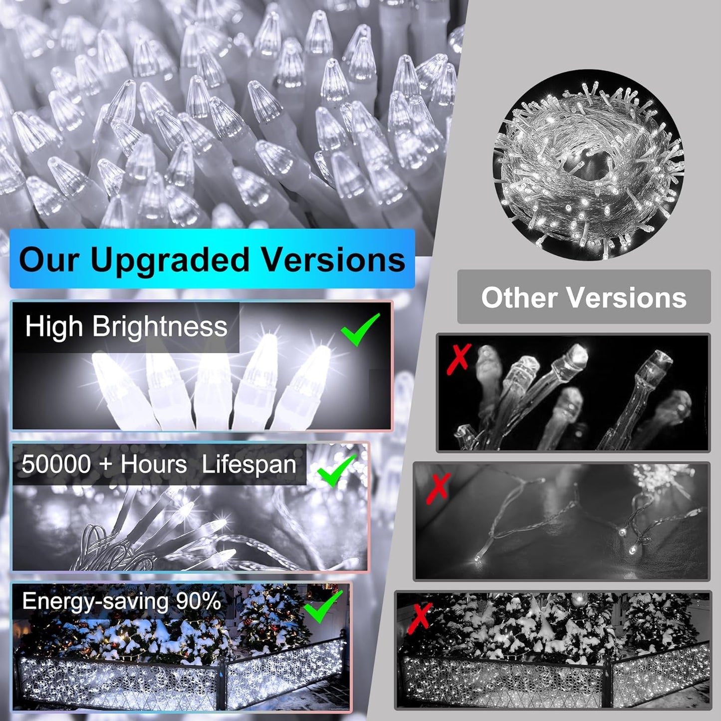 666 LED 66FT Christmas Lights with 148 Drops, 12 Modes Dimmable Cool White Outdoor Hanging Lights with Timer Memory, Waterproof Curtain Lights for Home Bedroom Indoor Tree Window Roof Fence Wedding