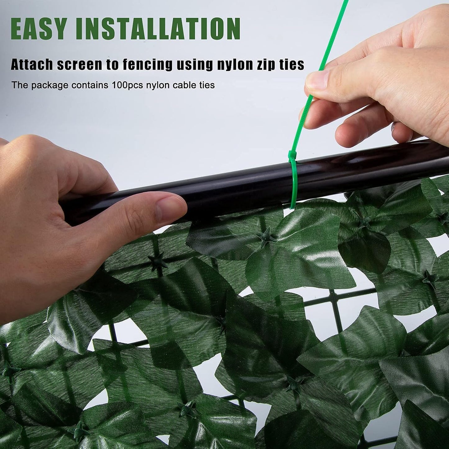 Faux Ivy Fence Privacy Screen Outdoor Expandable Artificial Greenery Roll Fake Hedge Wall Patio Green Plastic Leaf Plant Vine Grass Panels Gate Covering Garden Yard Balcony (157.5 X 39.4 in)