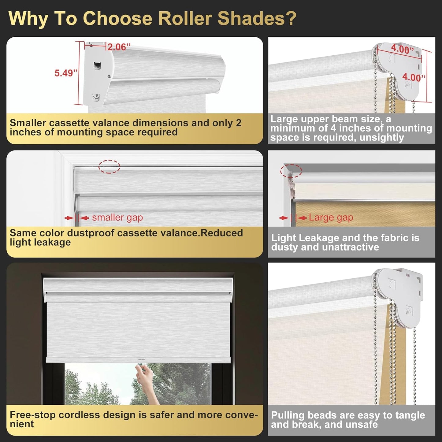BERISSA Cordless Dual Roller Shades with Cassette Valance - Blackout & Light Filtering, Day & Night Shades for Home Office Door. Beige & White. 63 W x 56" H