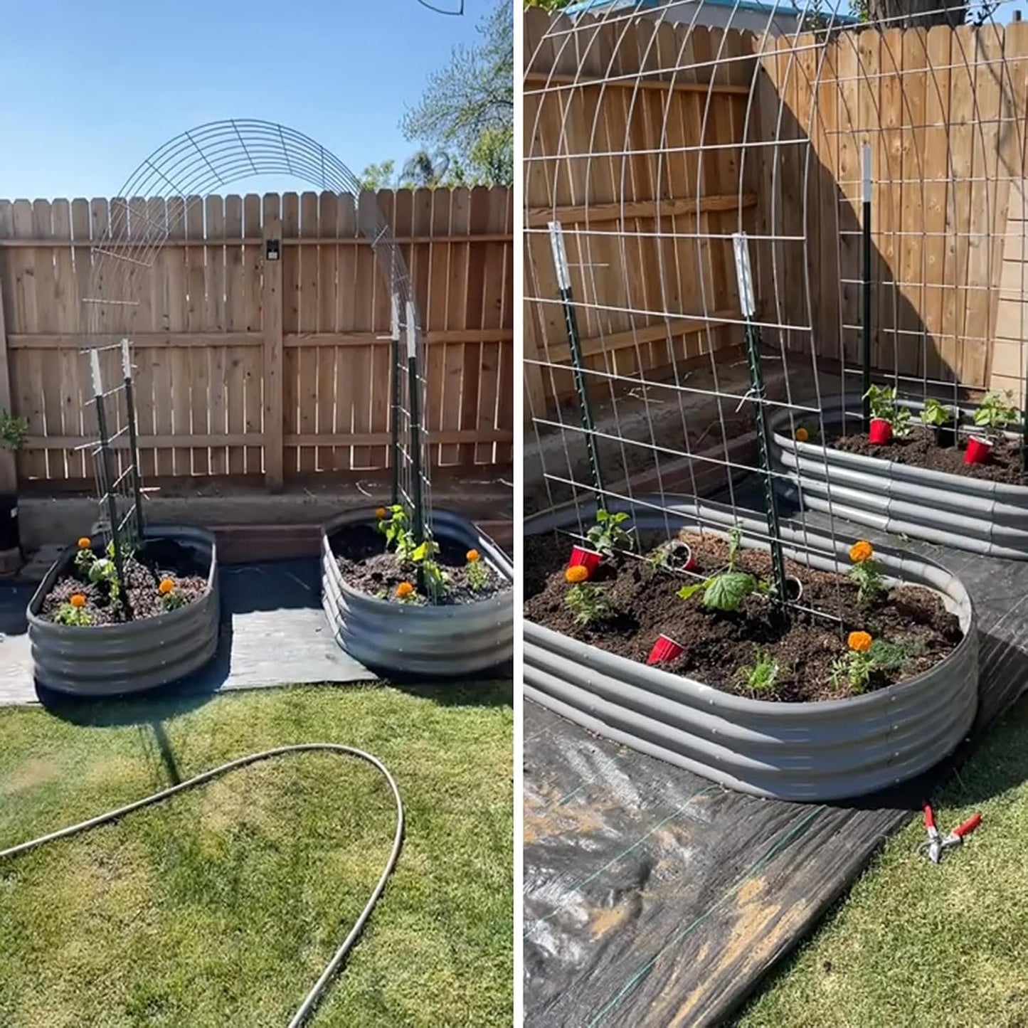 2 Pack 6x3x1FT Galvanized Raised Garden Bed Kit Oval Metal Ground Planter Box Outdoor Bottomless Planter Raised Beds for Vegetables Flowers Herbs Fruits, Green