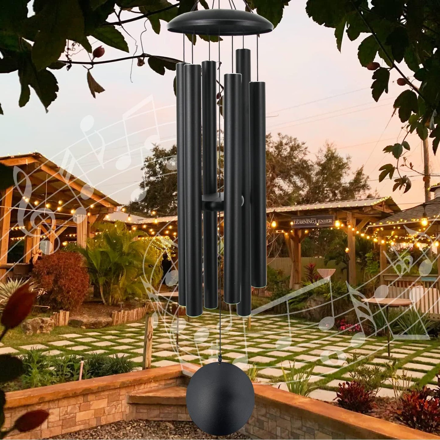 ASTARIN 45 in Memorial Wind Chimes Large with 6 Heavy Tubes, Large Deep Tone Wind Chimes Outdoor for Garden Hanging Décor,Sympathy Gifts. Black