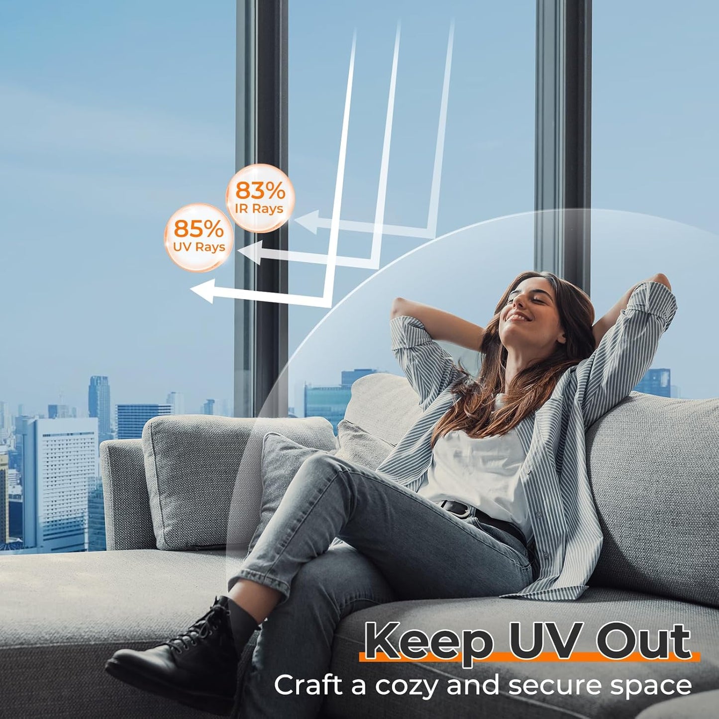 DOWELL Window Privacy Film, One Way Window Tint for Home, Static Cling Anti UV Sun Blocking Reflective Mirror Film, Heat Control See Out Not in Glass Tinting, Silver, 23.6" x 157.5"