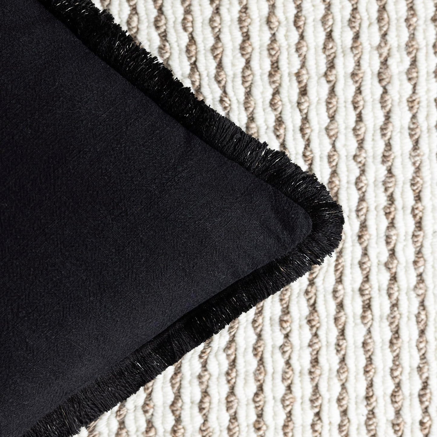 Foindtower Set of 2 Decorative Linen Fringe Throw Pillow Covers Cozy Boho Farmhouse Cushion Cover with Tassels Soft Accent Pillowcase for Couch Sofa Bed Living Room Home Decor, 26×26 Inch, Black