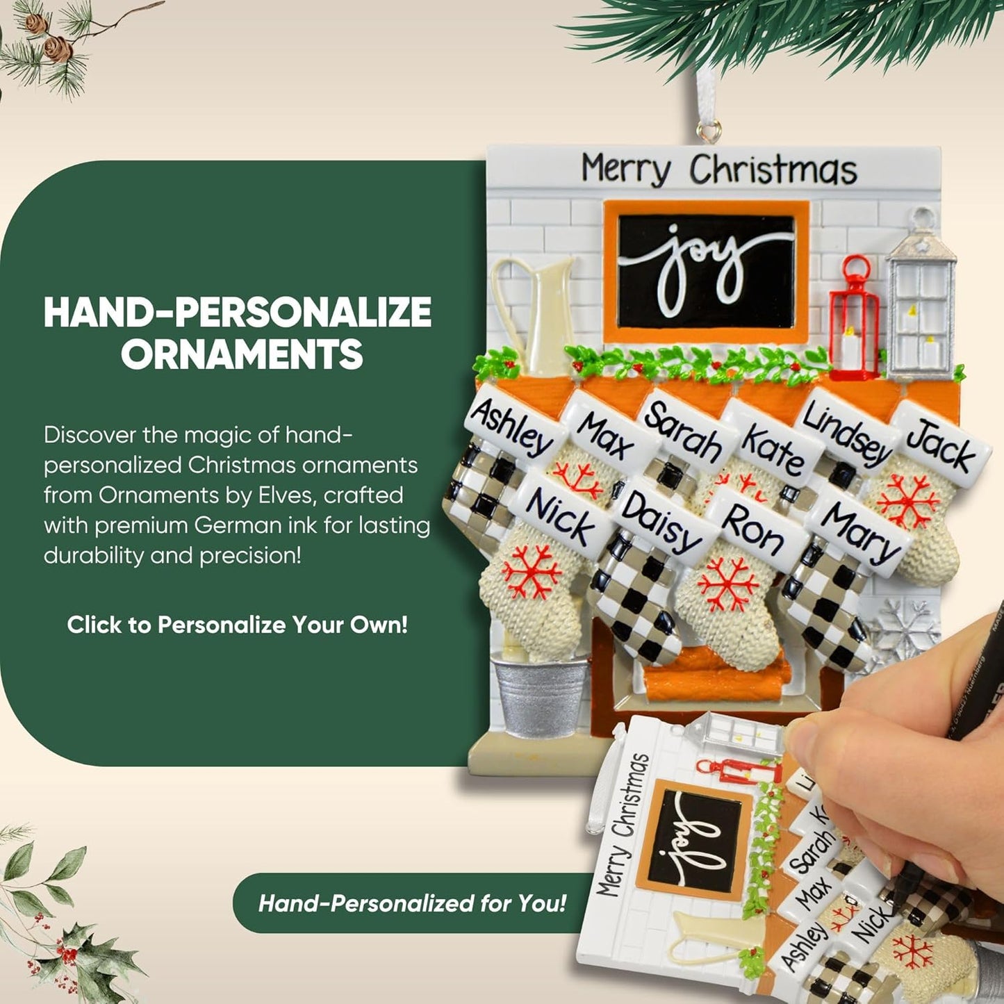 3D Gnome Family of 6 Ornament 2025 Personalized Family Christmas Ornaments 2025 | Woodland Deer Mushrooms Personalized Tree Ornaments for Grandchildren, Siblings & Grandkids of Six Ornament Gnomes