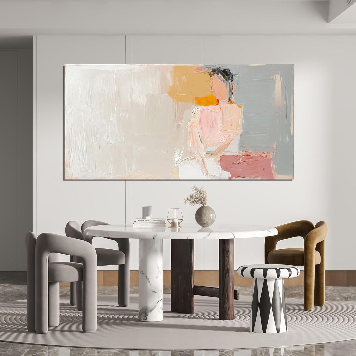 Abstract Canvas Wall Art Decor Large Wall Art Pictures for Living Room Abstract Canvas Art Wall Decor Artwork for Walls Pink Wall Art Paintings Prints Art Work for Home Office Room Wall Decor 29"x58"