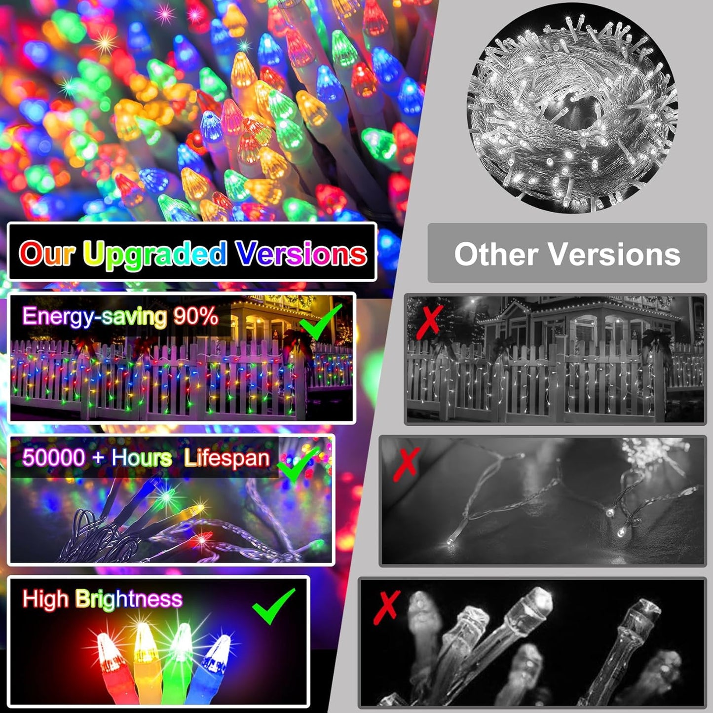 1620 LED Christma Lights with 360 Drops, 164ft Outdoor Hanging lights with 8 Modes & Timer Memory, Outsite Waterproof Curtain String Lights for Front House Fence Tree Holiday Decorations Multicolor