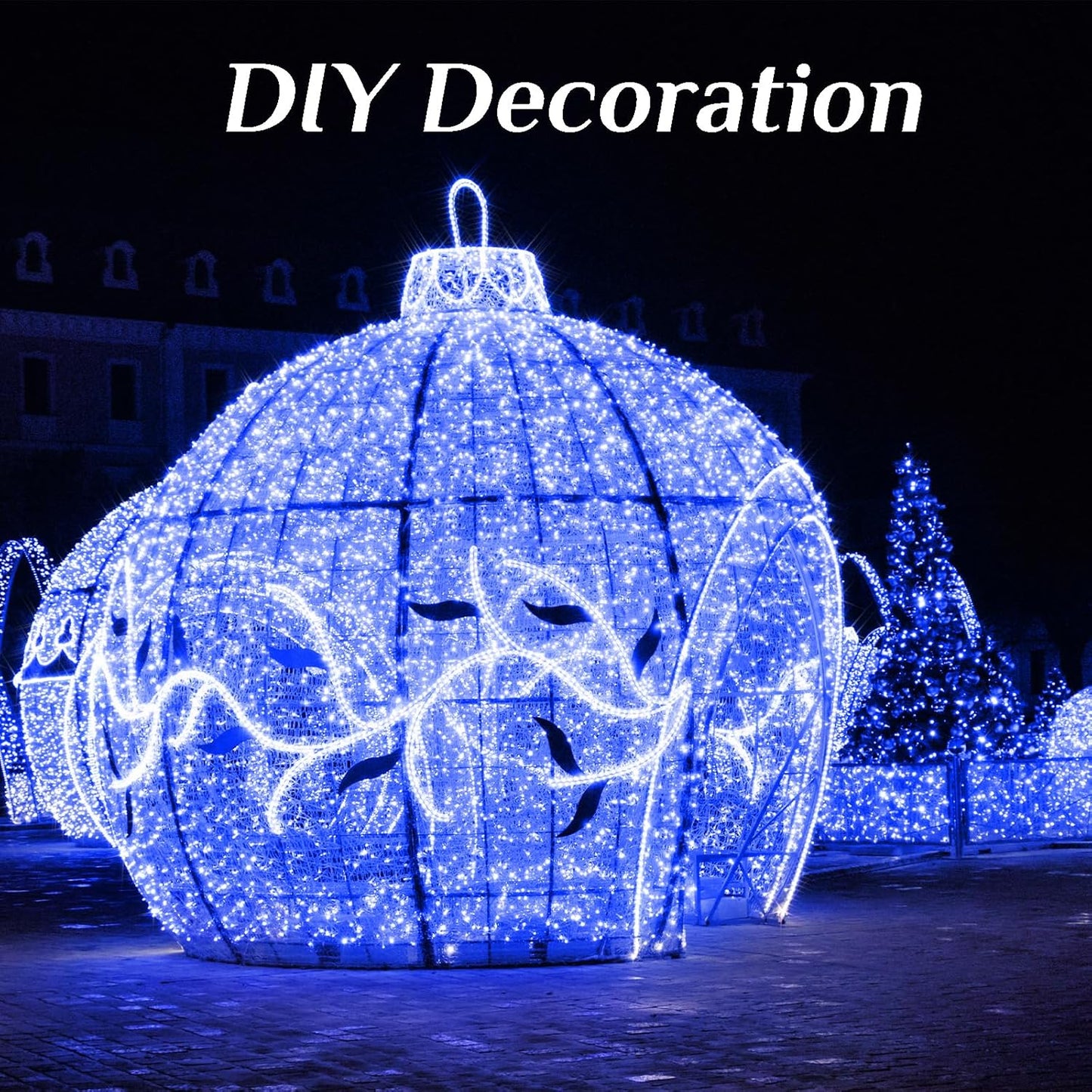 2-Pack 200 LED Solar Fairy Lights Outdoor, Upgraded Oversize Lamp Beads & Super Bright Solar String Lights Outoor, 8 Modes Solar Lights for Garden Patio Decorations(Blue)