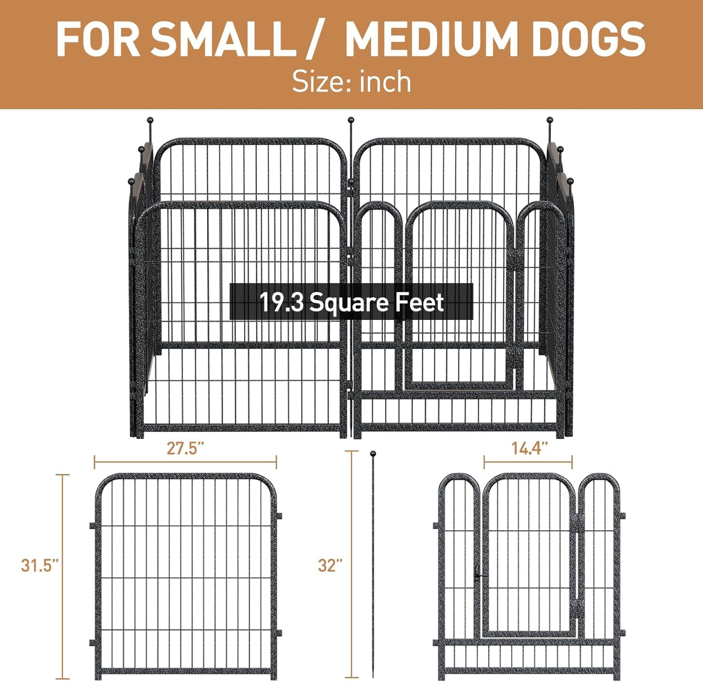 Dog Playpen 8/16 Panels 32" Height Heavy Duty Dog Fence Puppy Pen for Large Medium Small Dogs Indoor Outdoor Foldable Pet Exercise Pen