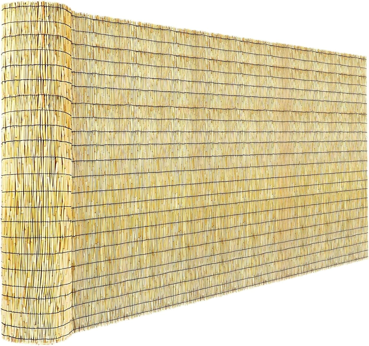Bamboo Reed Fencing, Natural Decorative Bamboo Privacy Fence 5ft High, Reed Curtains for Patio Garden Balcony Outdoor Privacy Screen, 5 x 16 FT