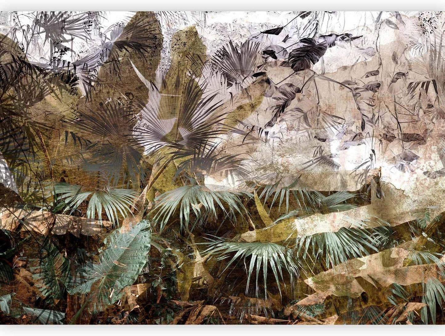 artgeist Wall Mural Tropical Leaves 173x124 in - Peel and Stick Self-Adhesive Wallpaper Removable Large Sticker Foil Wall Decor Print Picture Design Jungle Nature Palm Green Leaves b-C-0789-a-a