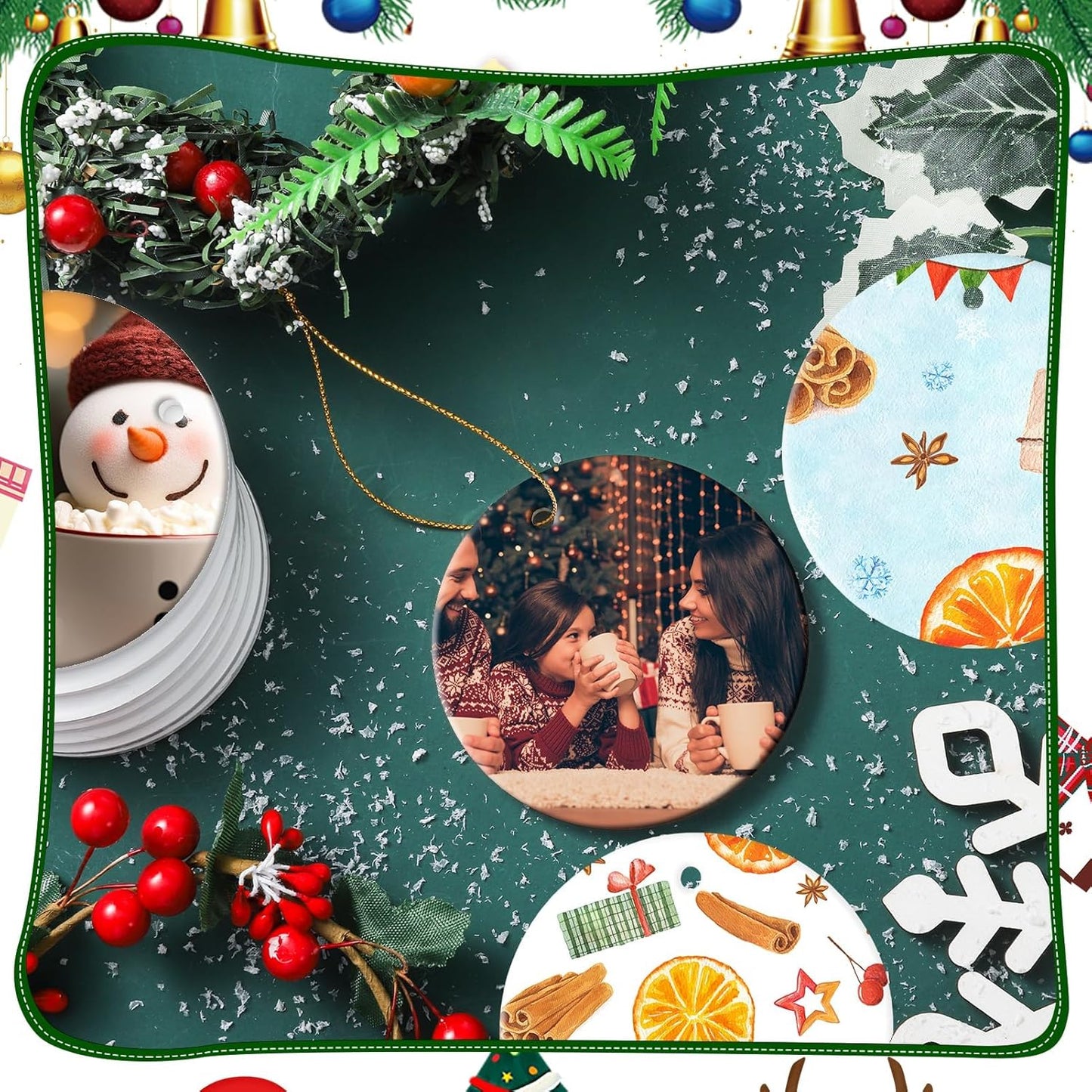 30 Pcs Sublimation Ceramic Ornaments Blank Double-Sided 3 inch Round Sublimation Ornament Blanks for Heat Press Printing Crafting DIY Personalized Christmas Home Decor