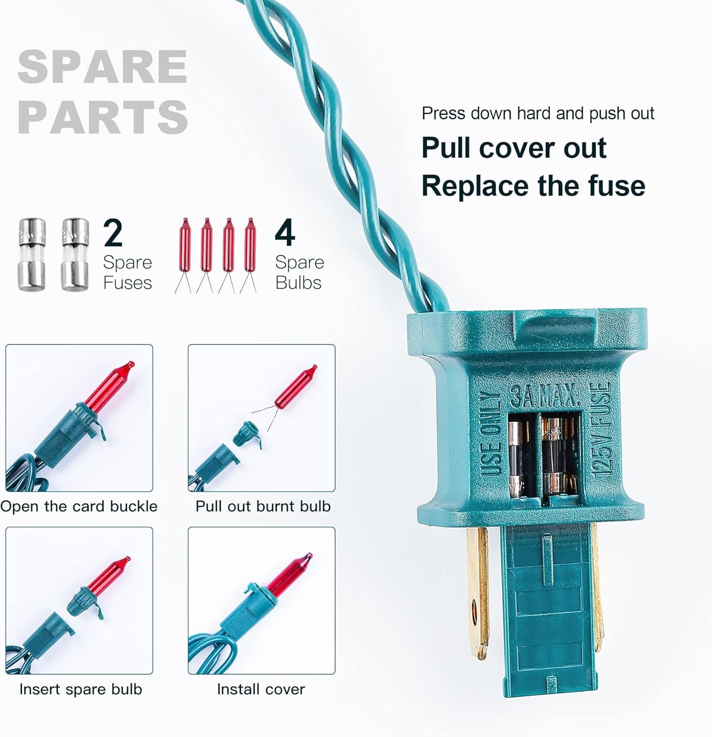 50-Count Red Valentine's Day Lights with Green Wire Waterproof,Mini String Lights for Holiday Decorations, Christmas Tree, Party, Wedding, Xmas, Home, Indoor & Outdoor Use (13ft Long)