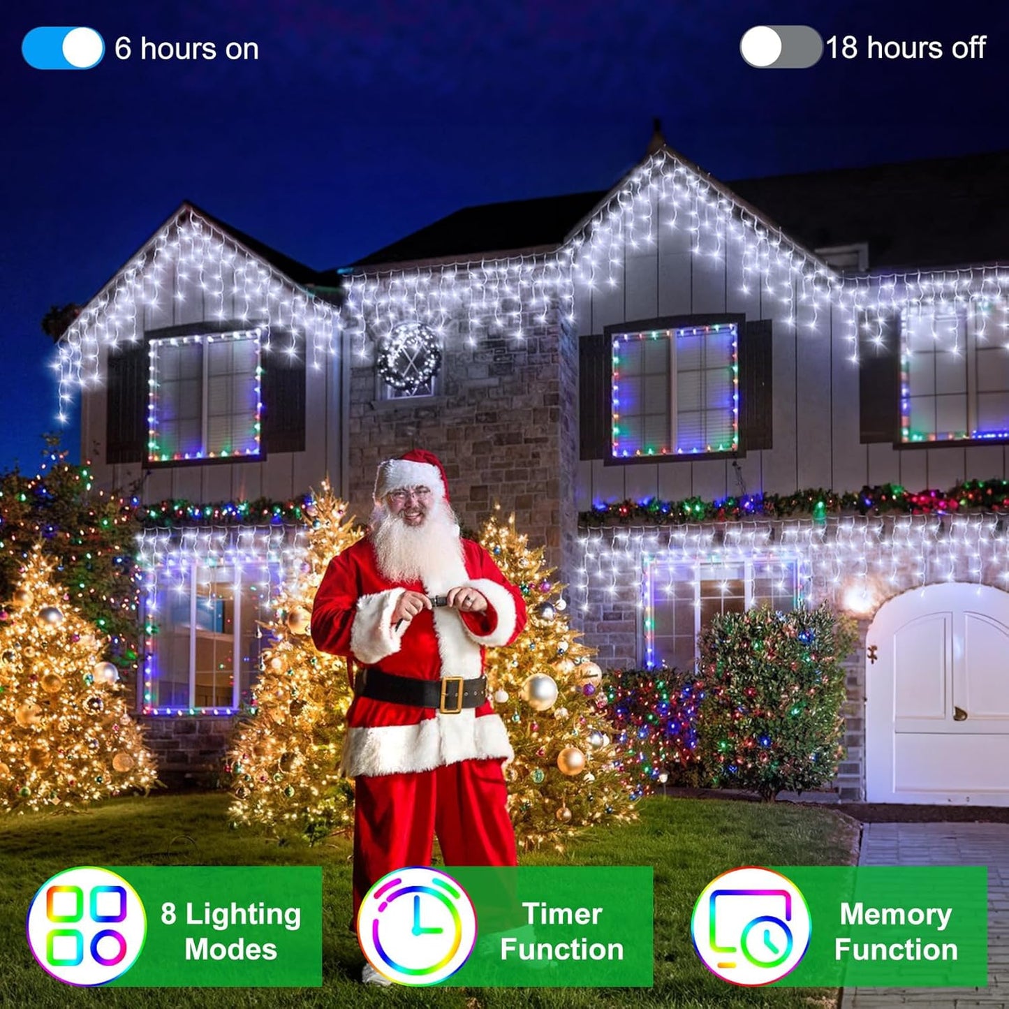 1620 LED Christma Lights with 360 Drops, 164ft Outdoor Hanging lights with 8 Modes & Timer Memory, Outsite Waterproof Curtain String Lights for Front House Fence Tree Holiday Decorations (Cool White)