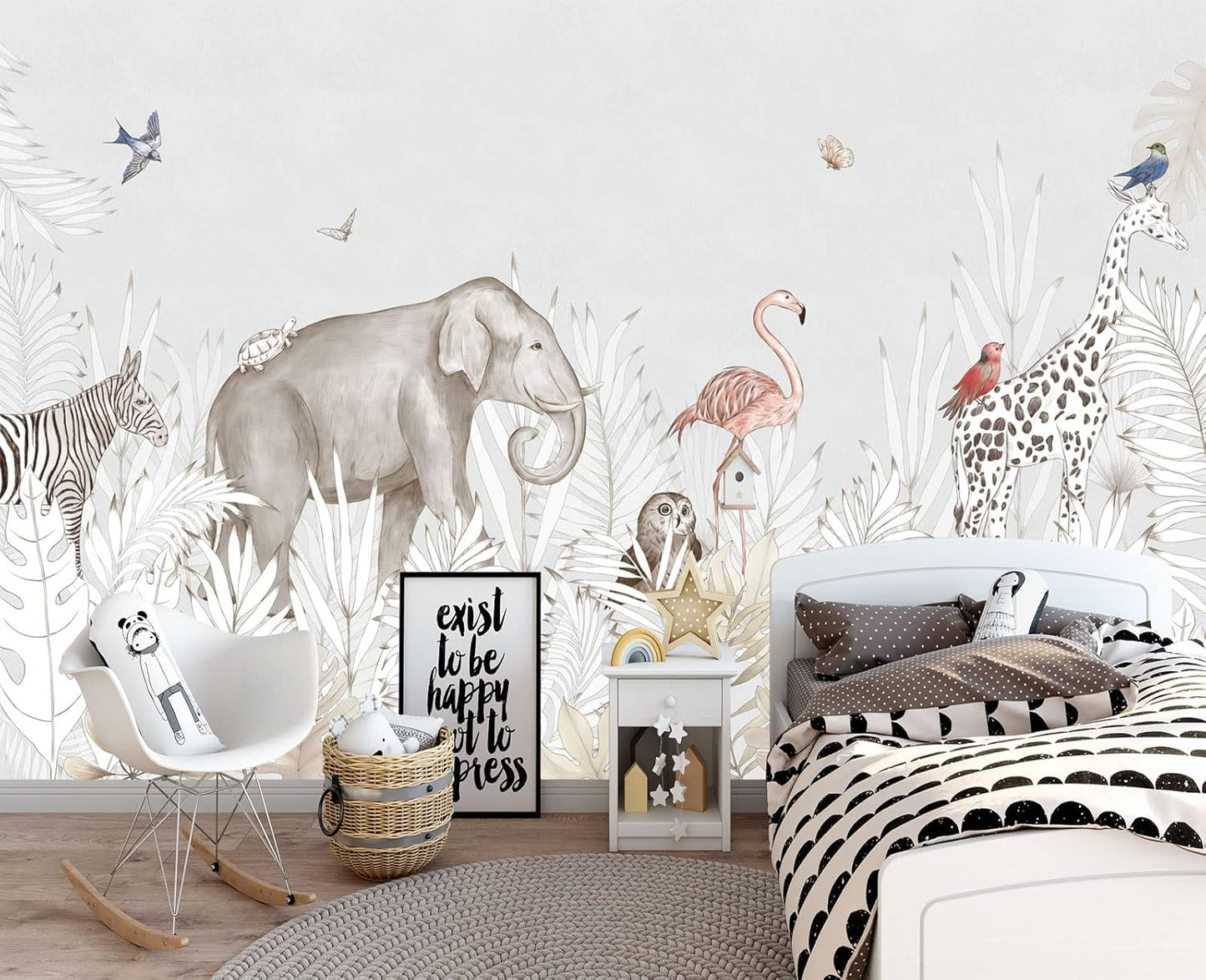 Elephant Zebra Animal Nursery Wallpaper Wall Mural 137" x 100"