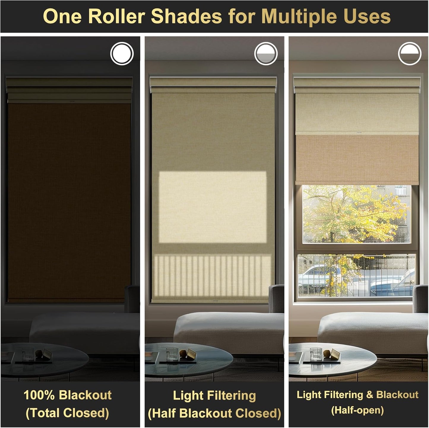 BERISSA Cordless Dual Roller Shades with Cassette Valance, Double Window Shades - Blackout and Light Filtering, Day and Night for Home Office Door. Linen Beige. 60 W x 80" H