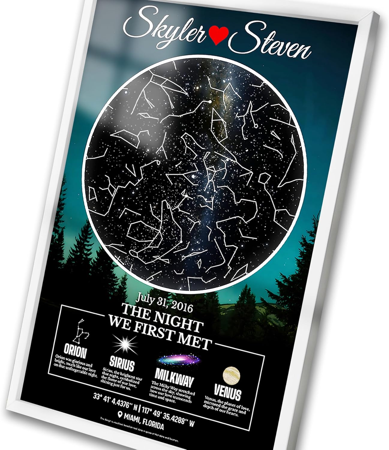 Custom Star Map Gift for Couples, Personalized Glass Night Sky, Where We Met Constellation Map, Romantic Anniversary or Wedding Gift, Unique Wall Art for Him or Her