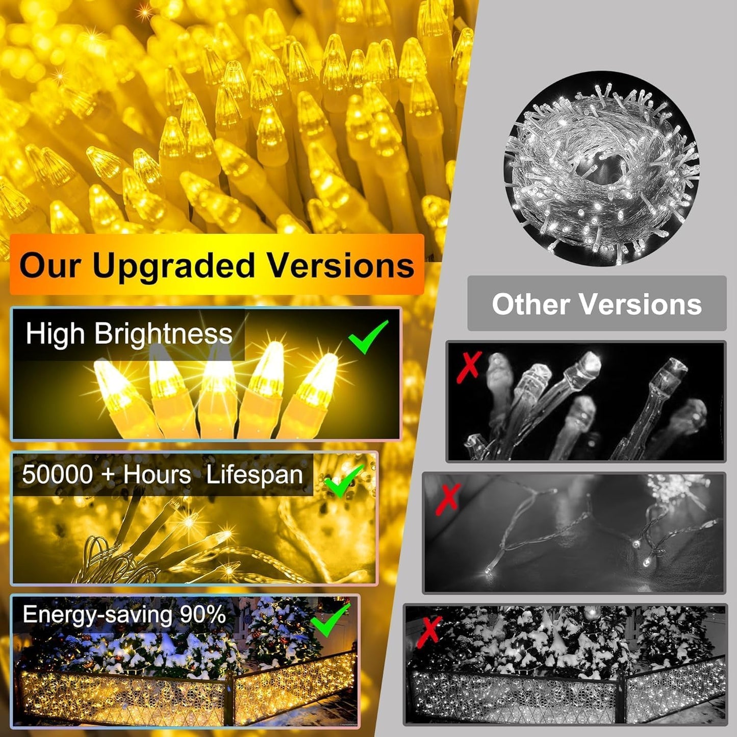 612 LED 60FT Icicle Christmas Lights - 136 Drops Waterproof 12 Modes Memory Timer, Outdoor Hanging Roof Lights for Eaves Gutter Xmas Tree Holiday Decorations Warm White