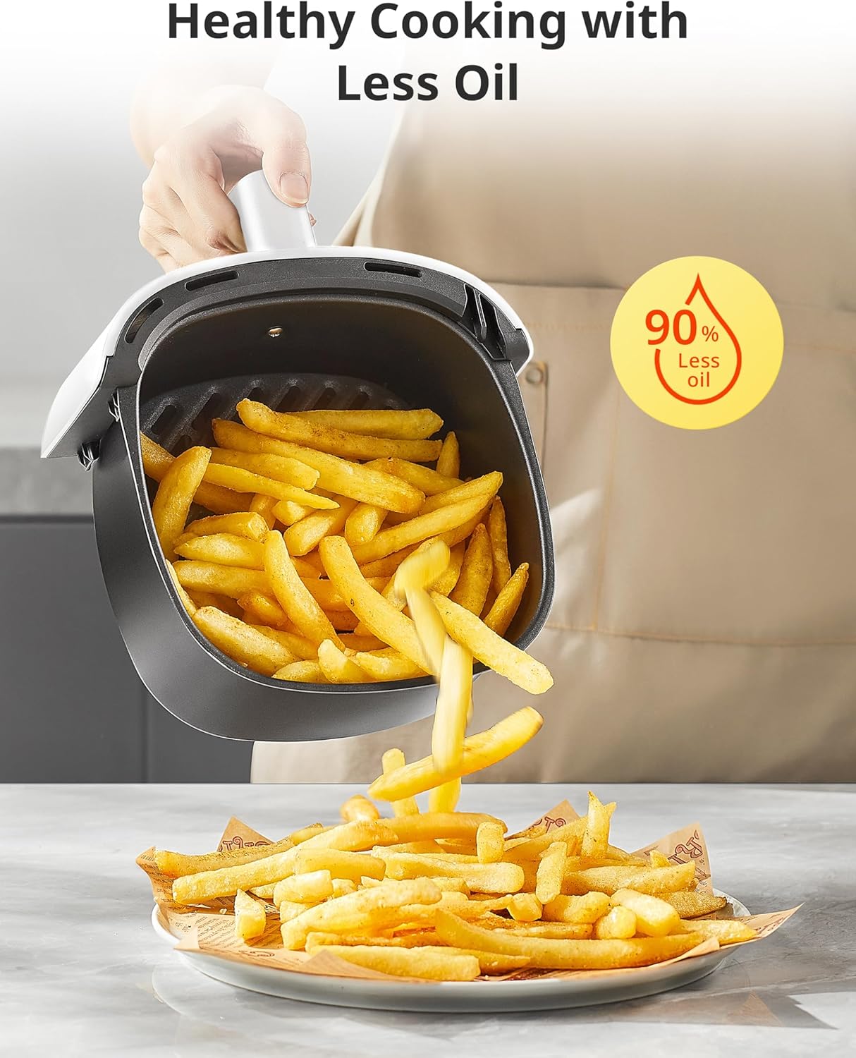 COMFEE' Compact 2.1 Quart Air Fryer with 12 Menu Options, Adjustable Timer & Temperature Control 180-400 degrees F, Dishwasher-Safe Nonstick Fry Basket with Stainless Steel Finish