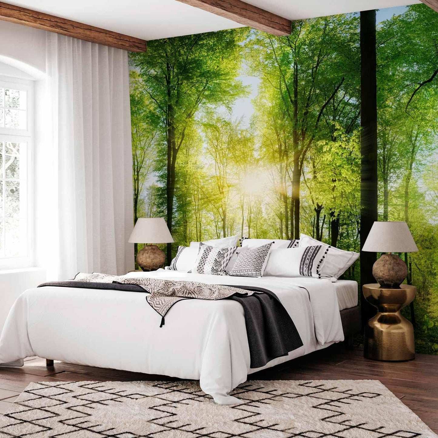 artgeist Wall Mural Peel and Stick Forest 212x98 in - XXL Self-Adhesive Corner Wallpaper Removable Large Sticker Foil Angle Wallpaper Wall Decor Print Landscape Nature Tree Panorama c-A-0058-a-b