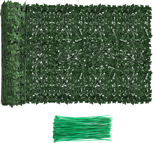 Faux Ivy Fence Privacy Screen Outdoor Expandable Artificial Greenery Roll Fake Hedge Wall Patio Green Plastic Leaf Plant Vine Grass Panels Gate Covering Garden Yard Balcony (157.5 X 39.4 in)