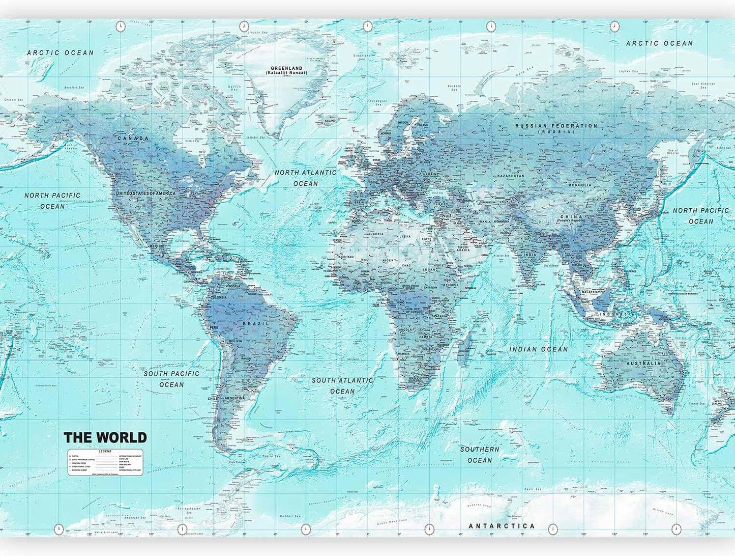 artgeist Wall Mural World Map 193x138 in - XXL Peel and Stick Self-Adhesive Wallpaper Removable Large Sticker Foil Wall Decor Print Picture Image Design Map of The World k-A-0091-a-b