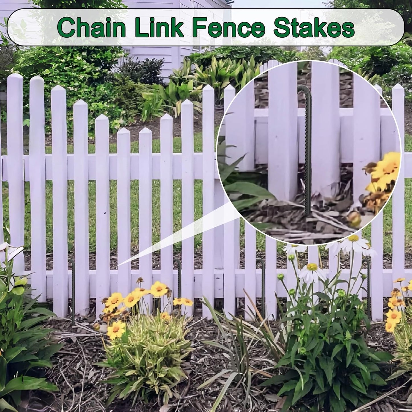 16 Inch Rebar Ground Stakes 24 Pack Heavy Duty J Hook Ground Anchors 3/8 Inch Diameter Steel Rebar Tent Stakes with Chisel Point End for Chain Link Fence, Canopy and Trampoline, Black