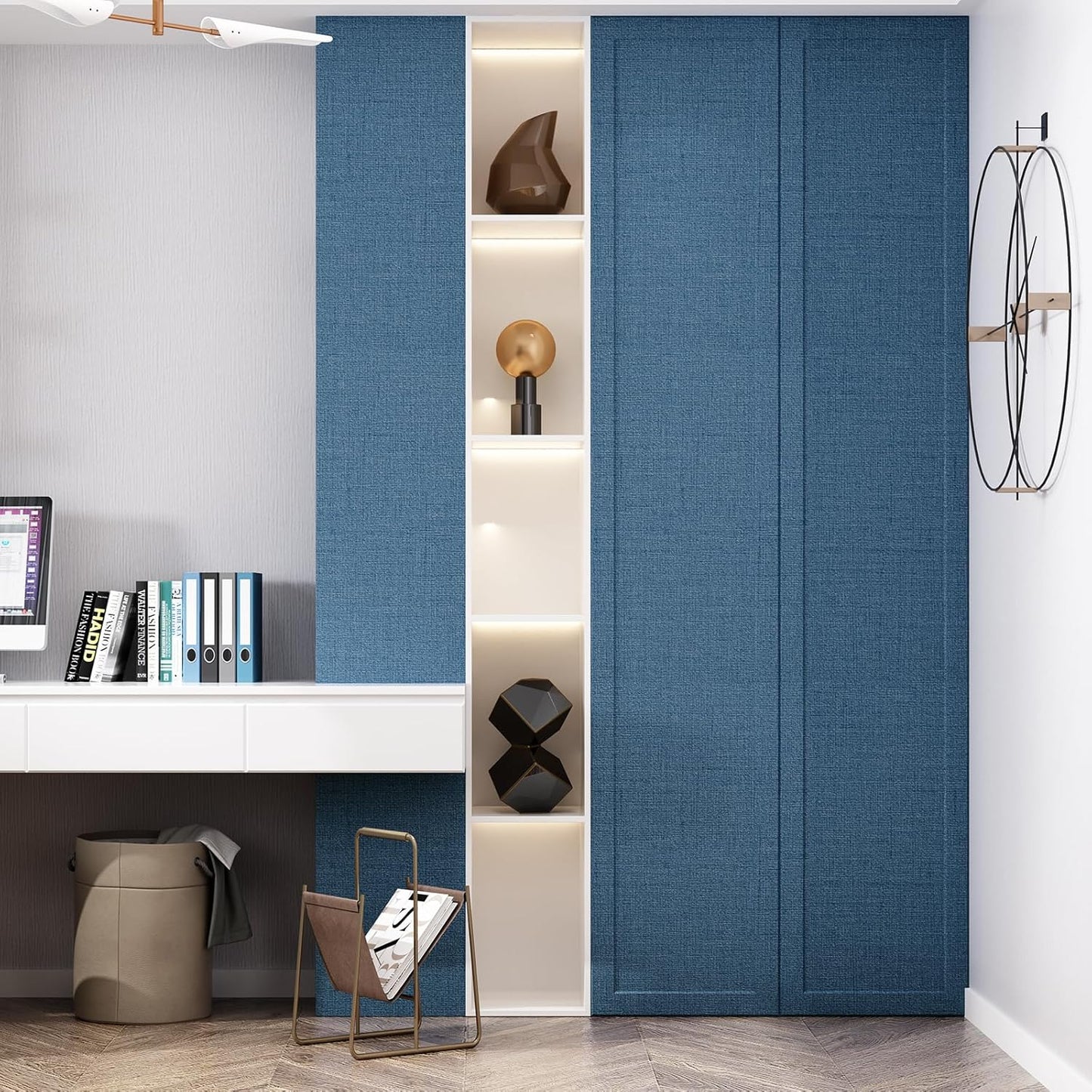 Grasscloth Wallpaper Textured 20.8"x394" (Blue, 20.8"x394")