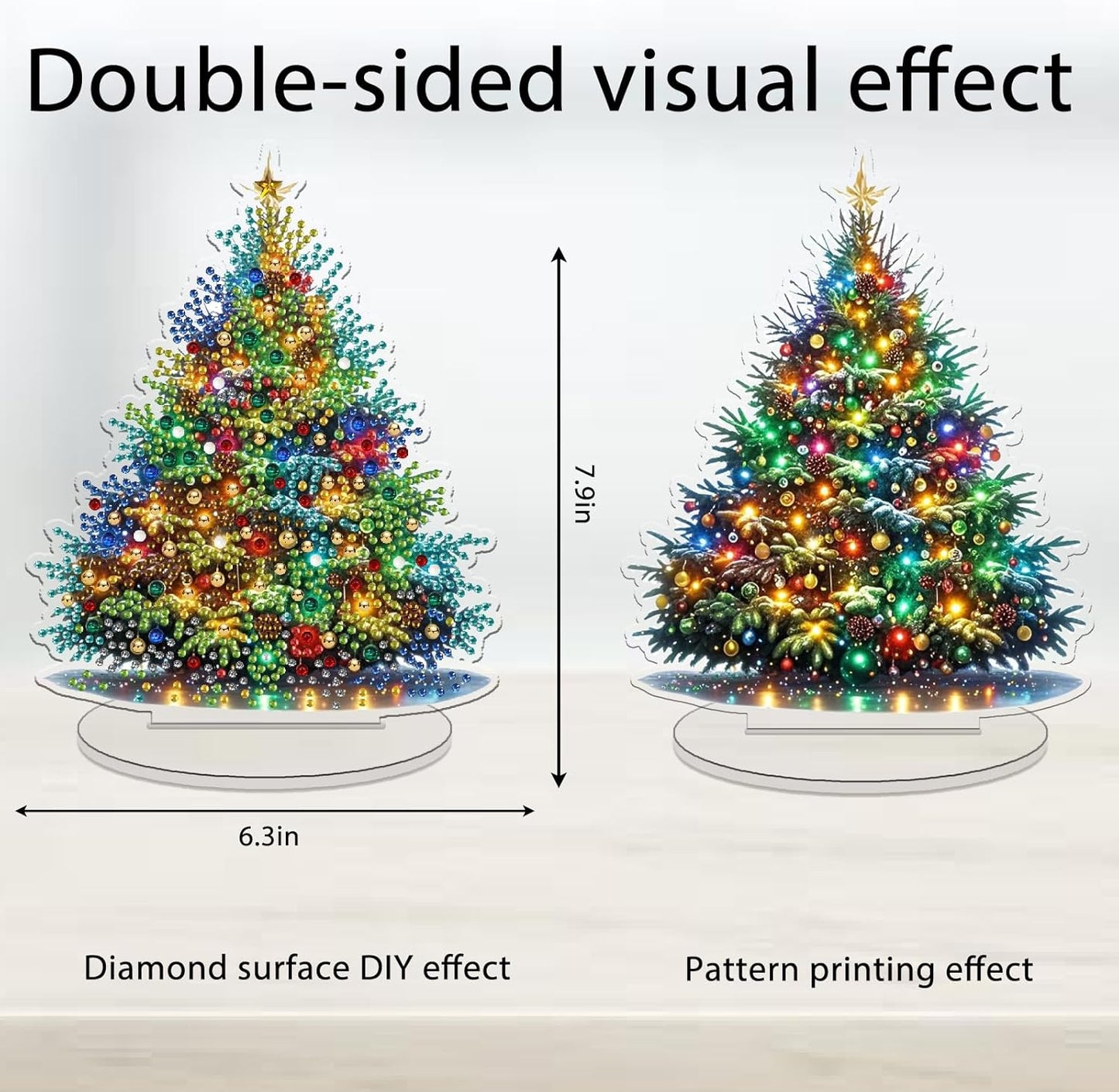 Diamond Art Kit for Adult Christmas, 5D Diamond Art Painting, Double Sided Decorative Special-Shaped Rhinestone Desktop Ornaments, DIY Acrylic Ornaments (Christmas Tree)