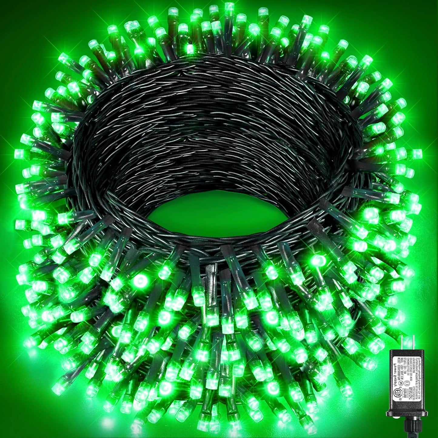 197FT 600 LED Christmas Lights Outdoor, Plug in Christmas Tree Lights 8 Modes, Waterproof Green Wire String Twinkle Lights for Indoor Bedroom House Patio Garden Party Holiday Decorations, Green