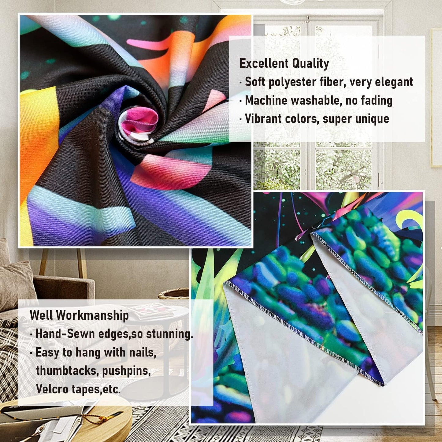 Amonercvita Blacklight Skull Tapestry Trippy Skeleton Wall Tapestries UV Reactive Neon Plants Trees Tapestries Aesthetic Galaxy Space Tapestry Wall Hanging for Bedroom Decor(H70.8×W92.5 inches)