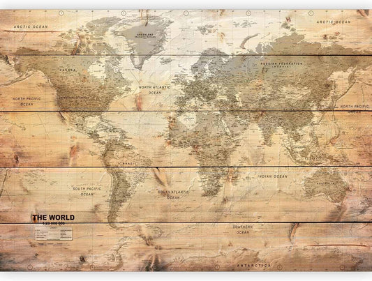 artgeist Wall Mural World Map 135x101 in - XXL Peel and Stick Self-Adhesive Wallpaper Removable Large Sticker Foil Wall Decor Print Picture Image Design Map of The World k-A-0218-a-a