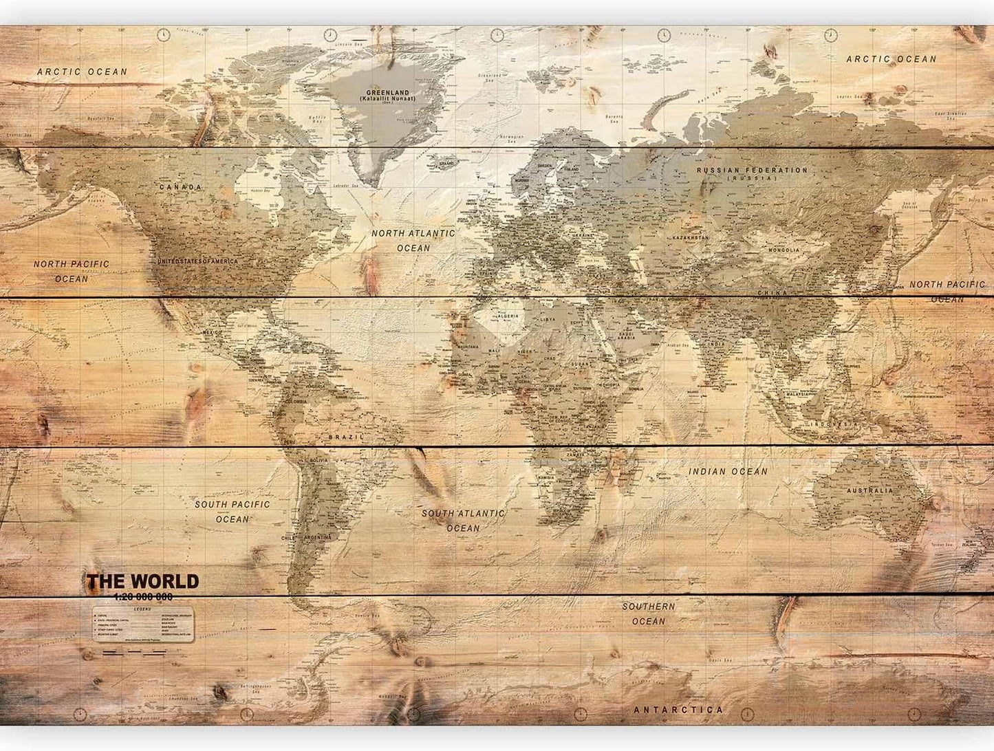 artgeist Premium Wall Mural World Map 98x69 in - XXL Non-Woven Wallpaper Fleece Wall Decor Photo Print Picture Image Design Home Map of The World k-A-0218-a-a