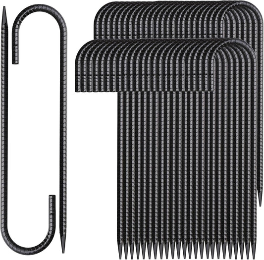 12 Inch Rebar Stakes 50 Pack J Hook Ground Stakes Heavy Duty Chain Link Fence Stakes Galvanized Anchors Metal Tent Stakes for Wire Fencing Concrete Forming Trampolines Camping Canopies Shed Swing