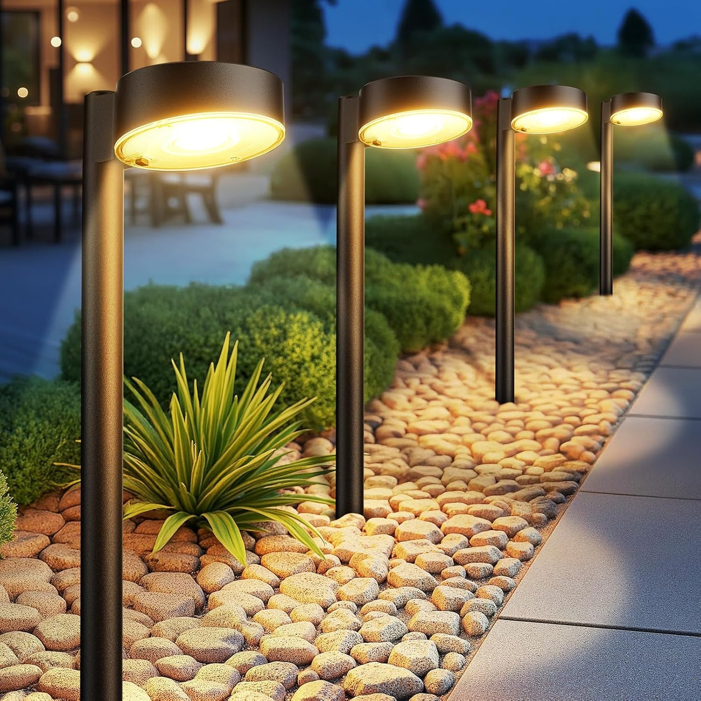 6 Pack Solar Pathway Lights Outdoor, 12 Brighter LED Solar Lights Outdoor Waterproof, Up to 12 Hrs Modern Path Light for Yard Garden Walkway Driveway Lawn