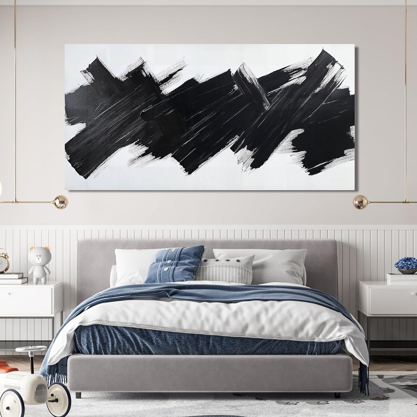 Abstract Wall Art Decor Modern Large Wall Art For Living Room Black Canvas Wall Art Large Artwork for Walls Abstract Canvas Art Canvas Print Art Work For Home Kitchen Office Wall Decor 29" X 58"