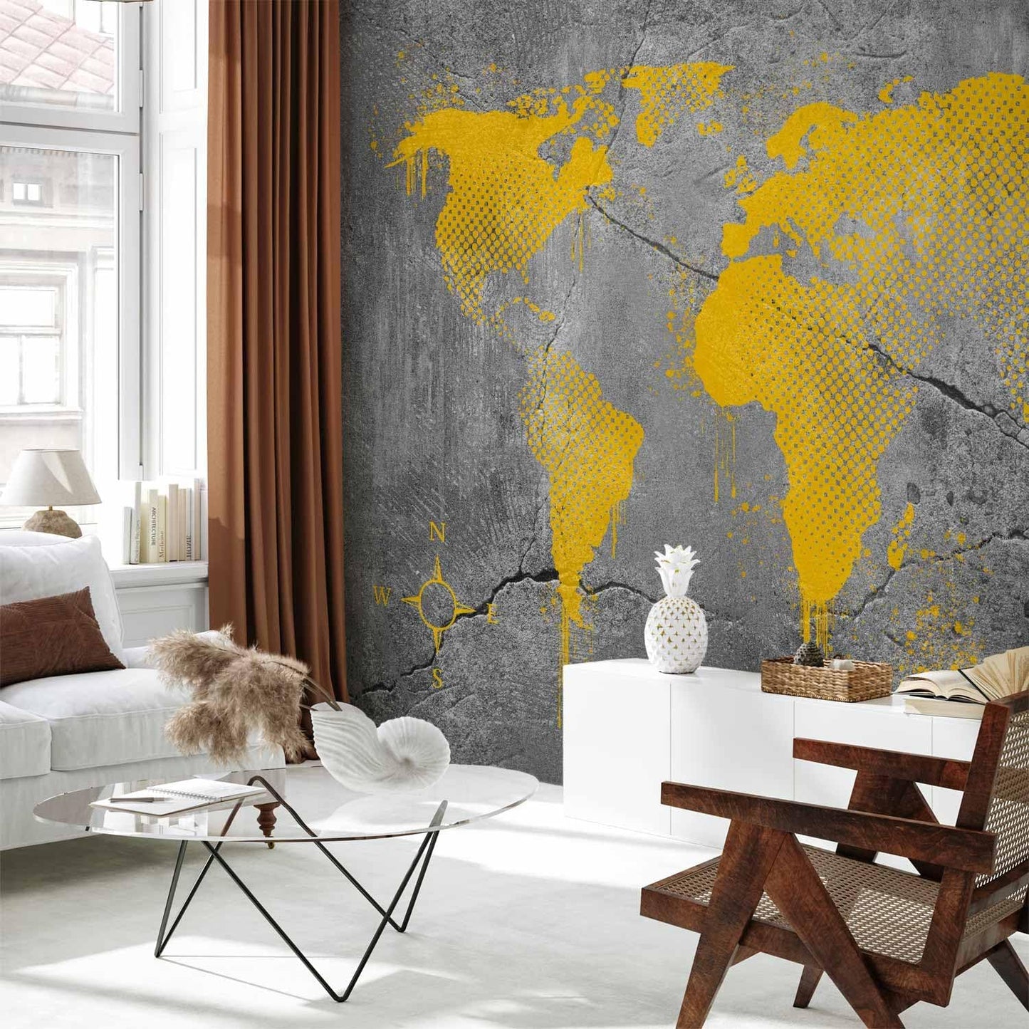 artgeist Premium Wall Mural World Map 157x110 in - XXL Non-Woven Wallpaper Fleece Wall Decor Photo Print Picture Image Design Map of The World k-A-0494-a-a