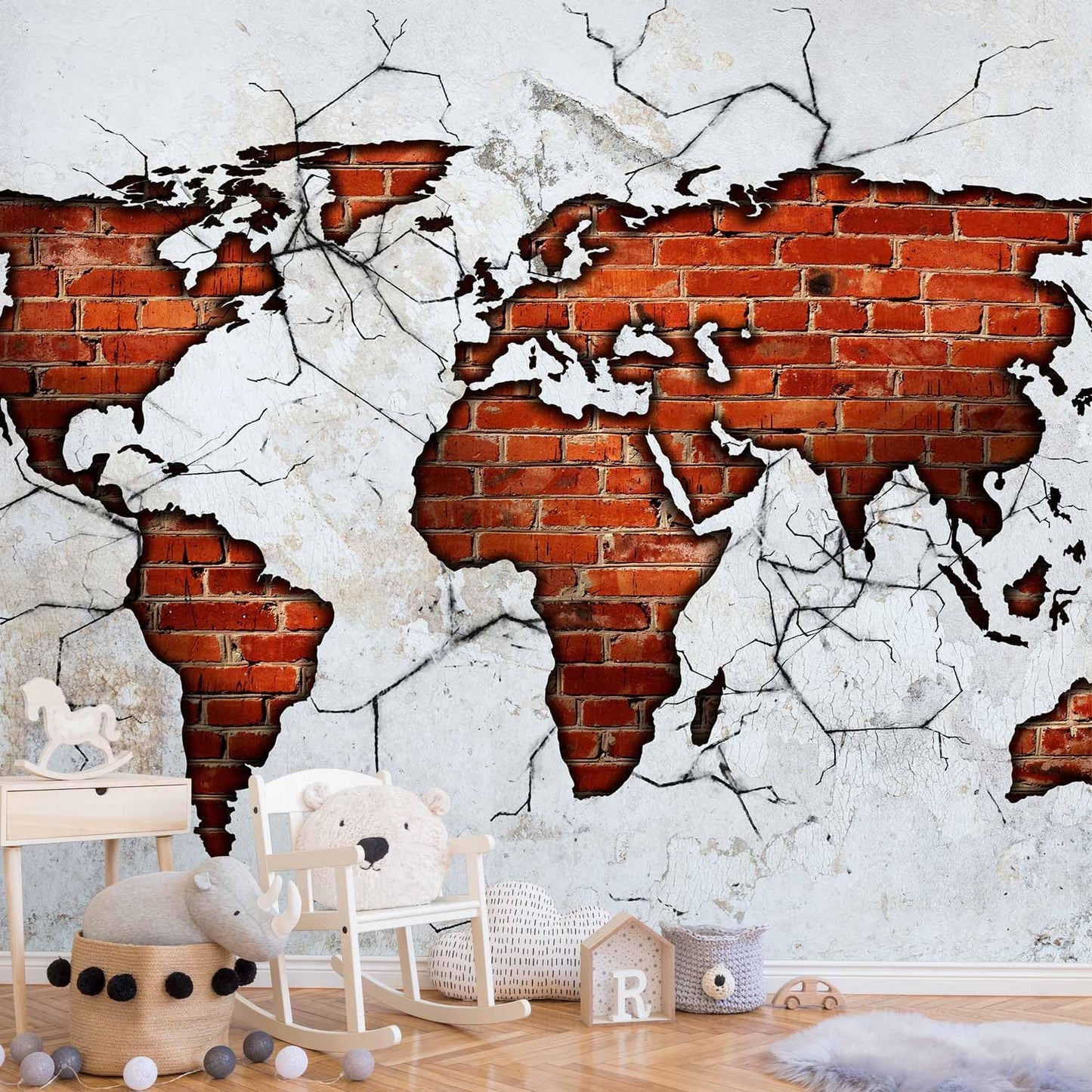 artgeist Wall Mural World Map 79x55 in - XXL Non-Woven Wallpaper Fleece Wall Decor Photo Print Picture Image Design Map of The World k-A-0495-a-a