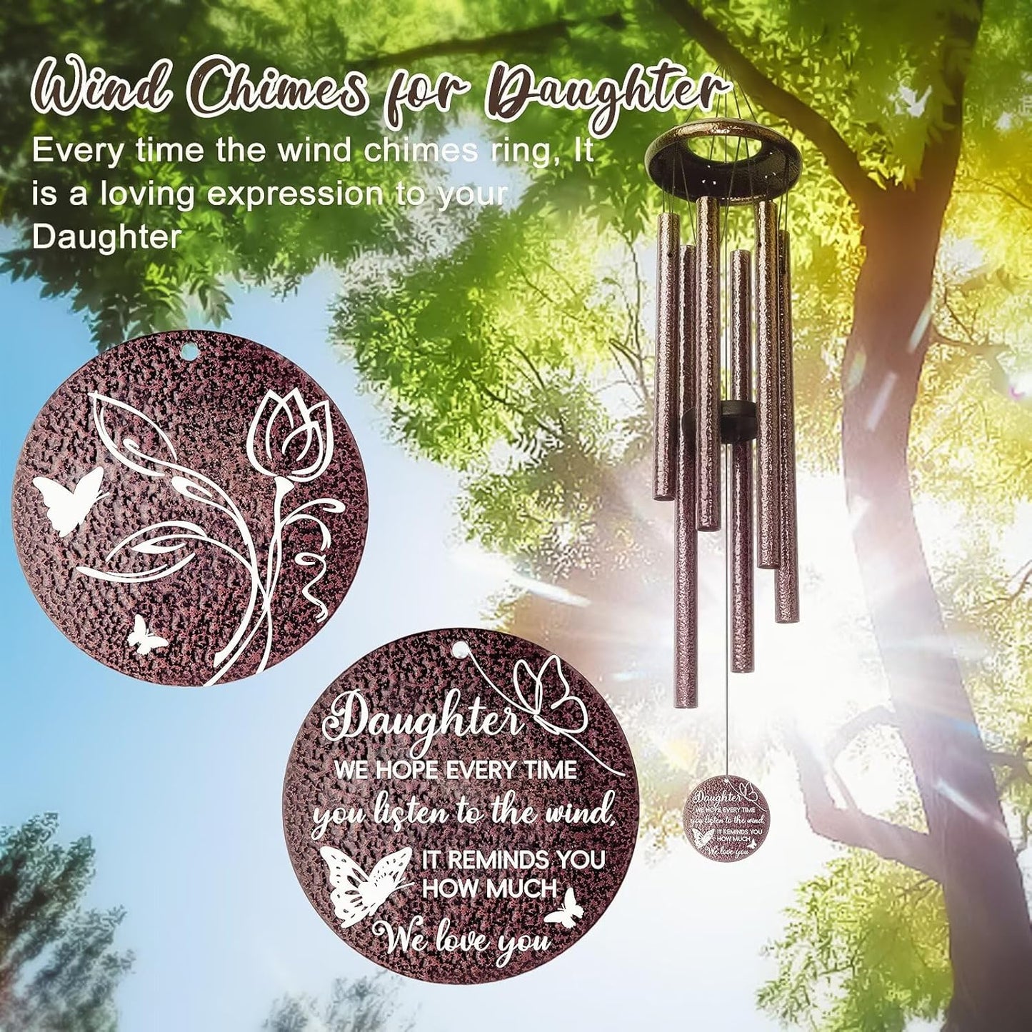 Gifts for Daughter, 25''Wind Chimes, Birthday Gifts for Daughter Adult,Unique Gift for Grown Daughters,Thanksgiving,Christmas Day Gift Ideas for Love Rreminder.