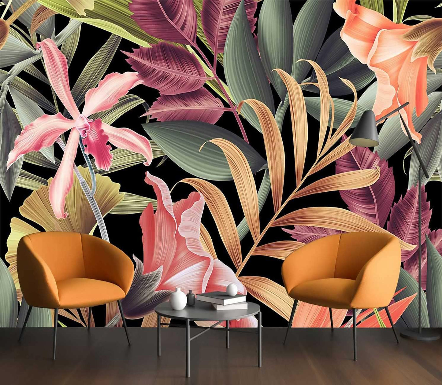 Banana Leaf Large Wallpaper Tropical Flower Wall Mural for Living Room Bedroom Dining Room(Not Self-Adhesive)